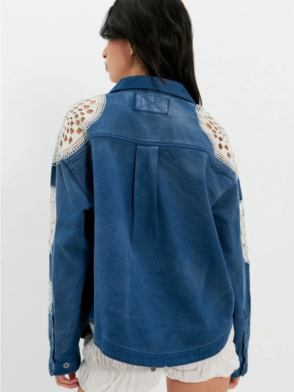 Free People Washed and Crafted Crochet Polo- Size Small